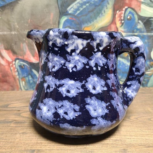 Vintage Stunning Blue and White Bybee Pottery Spongeware Etsy