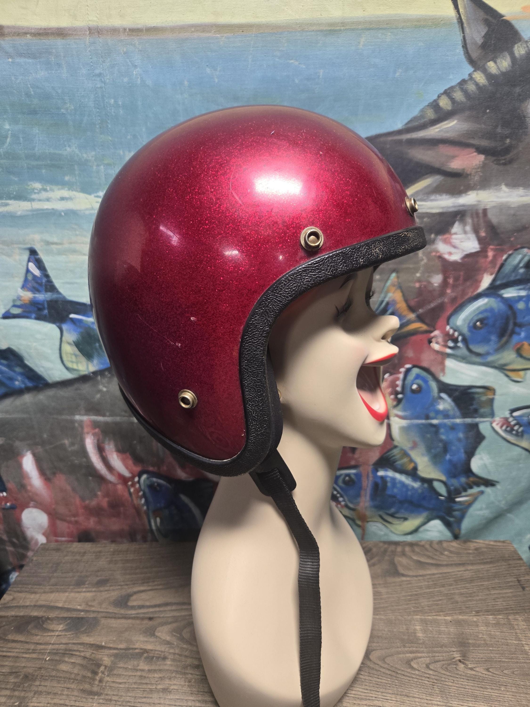 Vintage 70s Motorcycle Helmet - Etsy