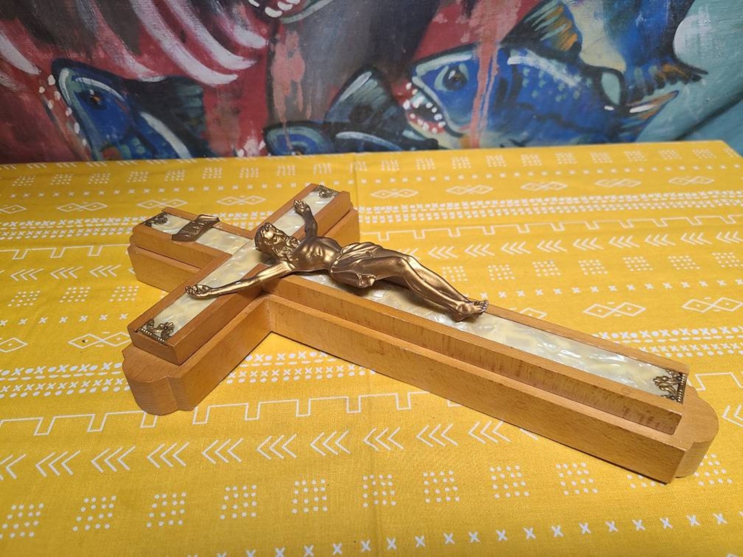 Last Rights Box Antique Large Walnut Wooden Catholic Sick Call Last Rites Box Crucifix ...