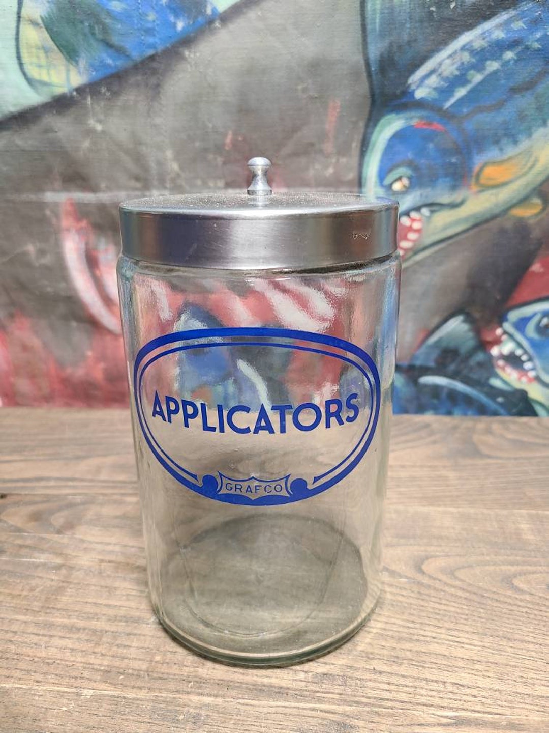 Vintage Medical Office Grafco Applicators Glass Sterilizer Jar With