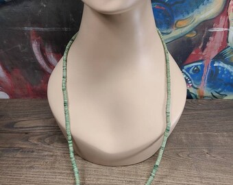 Antique 29.5" Green Turquoise Beaded Strand Necklace American West