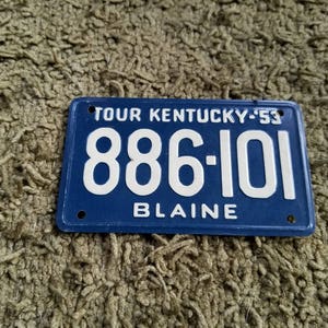 Vintage 1953 Mini Tin License Plate Kentucky KY State Souvenir Miniature