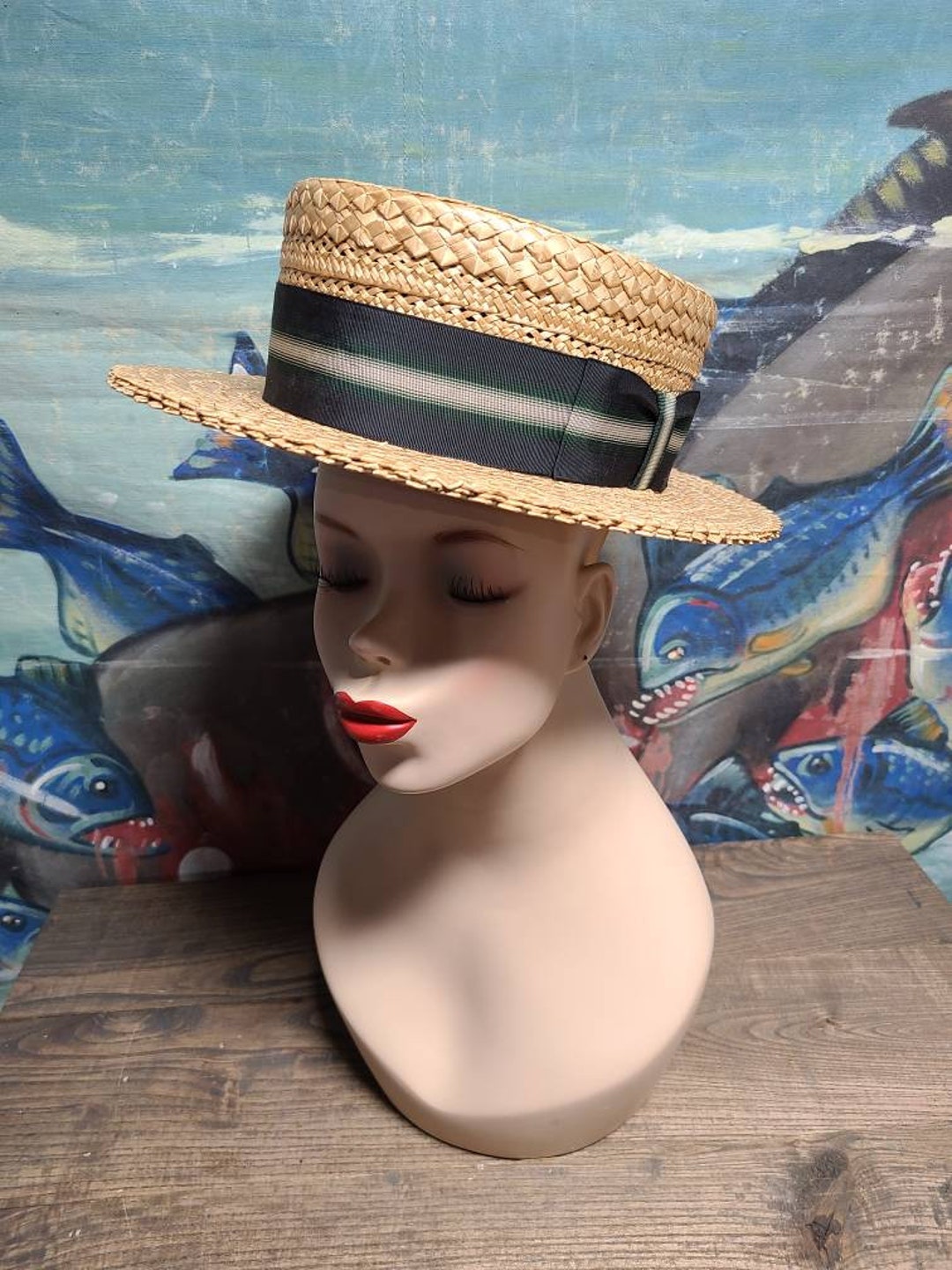 Rare Fancy Vintage Straw Boaters Hat Straws of Quality Etsy