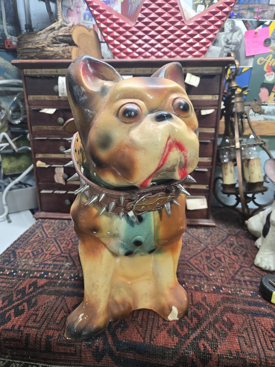 Life Bulldog English Marwal 1960s Vintage Bulldog特大 Chalkware Vintage Sized Doorstop Chalkware 置物