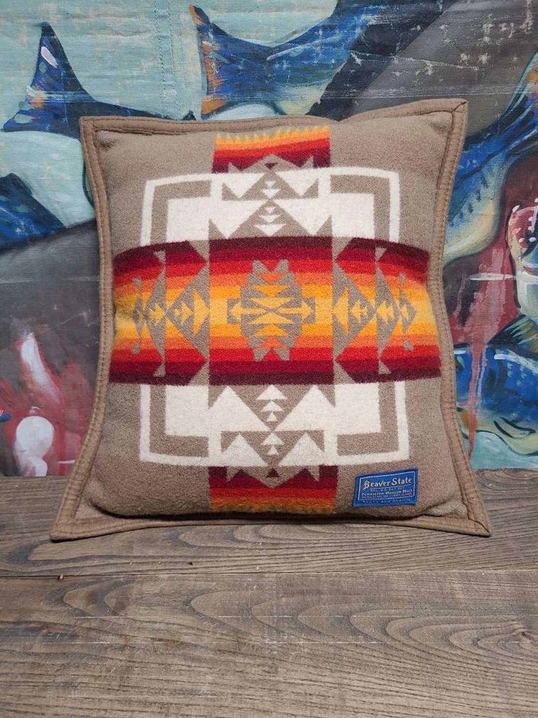 1 Vintage Original Beaver State Pendleton Blanket Pattern 15 X 15 Throw