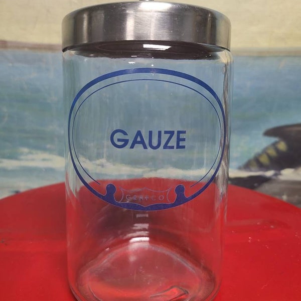 Vintage Medical Office Grafco Gauze Glass Sterilizer Jar with Stainless Steel Lid Doctor's Office with lid Made in Hungary