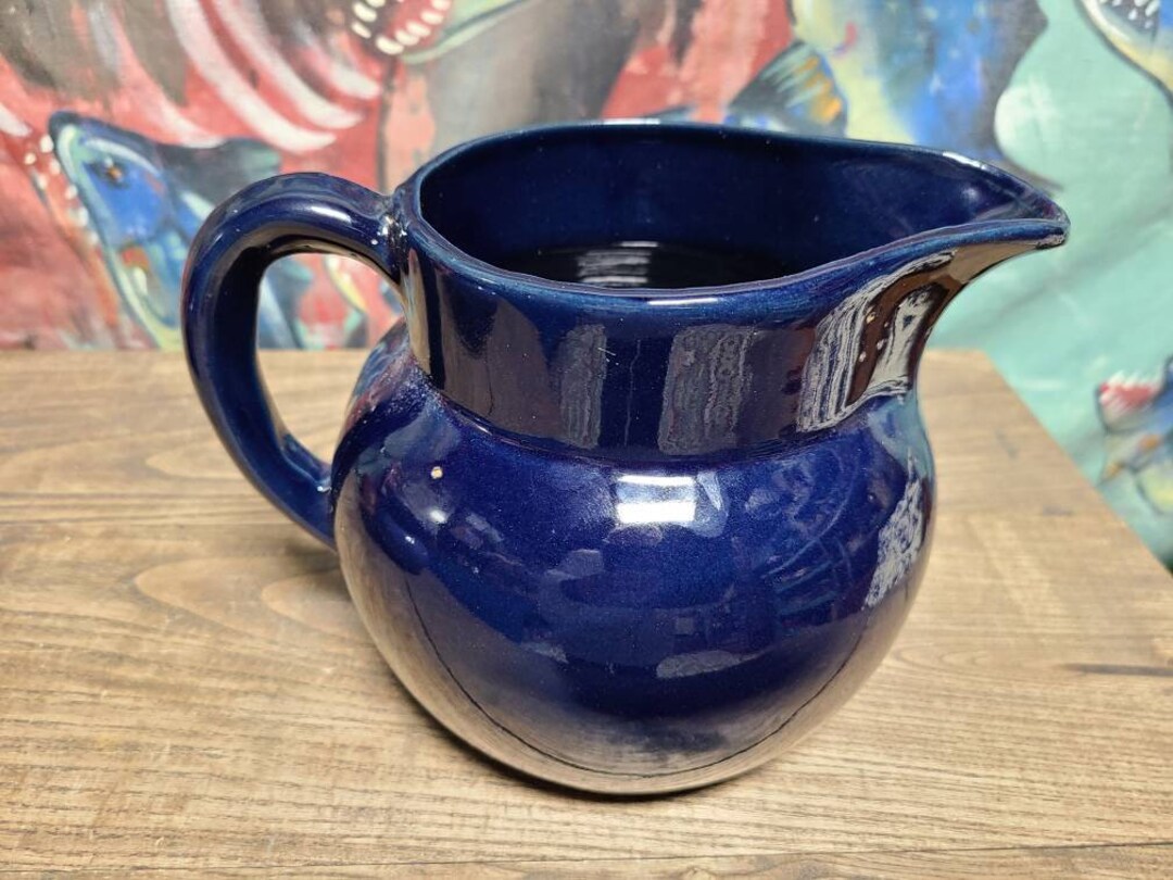 Heavy Vintage Stunning Dark Navy Blue Bybee Pottery Primitive