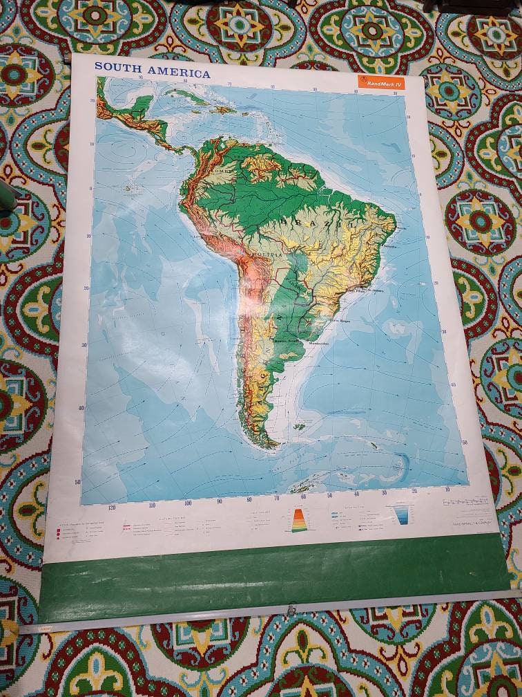 Rand McNally 米国地図 昭和5年 額装品 Vintage 1965 Pictorial Rand Mcnally & Company South America