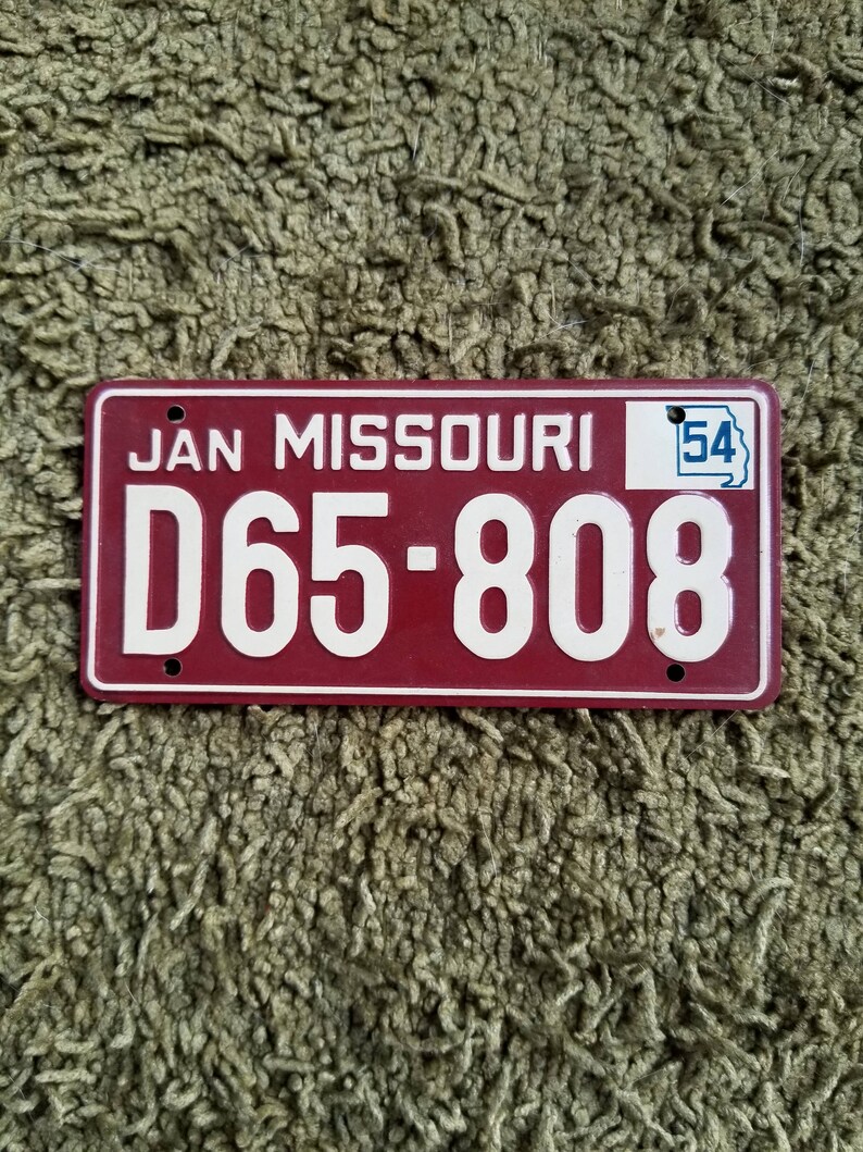 Vintage 1954 Mini Automobile Tin License Plate Missouri Ms Etsy