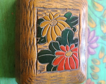 Vintage Wooden Handmade Carved Flower Motif Box Storage for your Jewlery or Trinkets