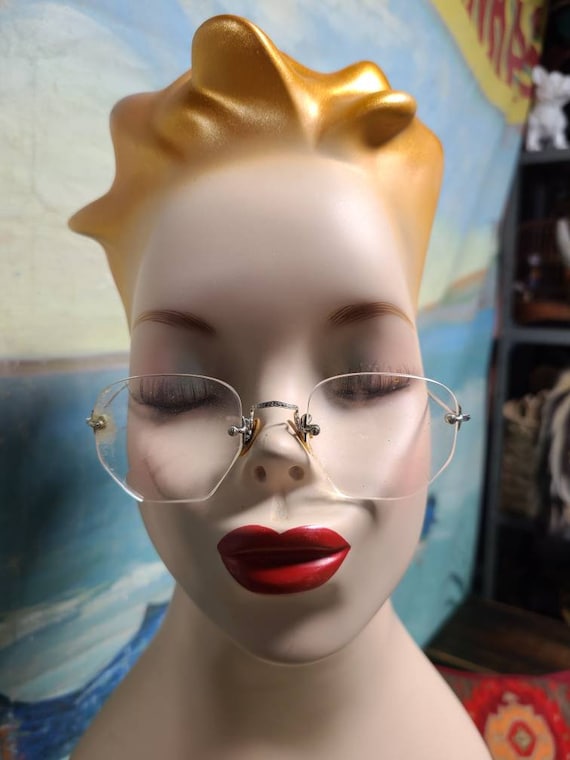 1800's Antique Silver Wire Frame Eye Glasses Spectacl… Gem