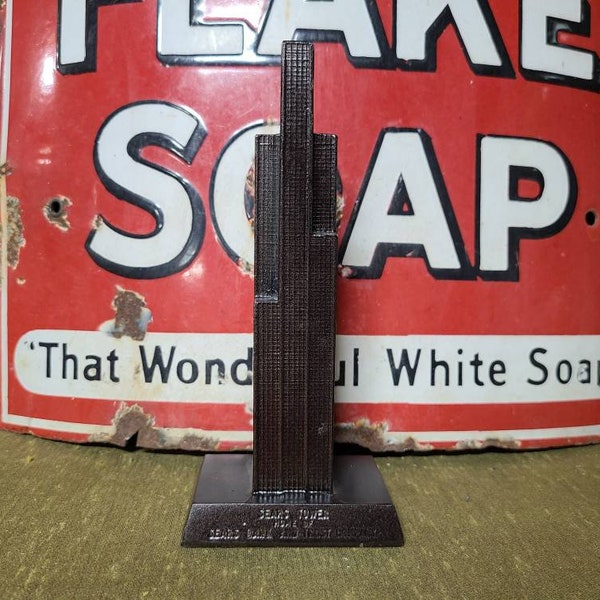 Vintage Chicago Sears Tower Sears Bank and Trust Company Cast Architectural Model Sculptural Souvenir