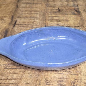Beautiful Speckled Blue Oval Baker Oblong Server Tray Side or Casserole Dish Signed Bybee BB Pottery Kentucky