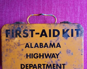 Cool Circa 1940's Alabama Highway Department First Aid Kit Box No Contents