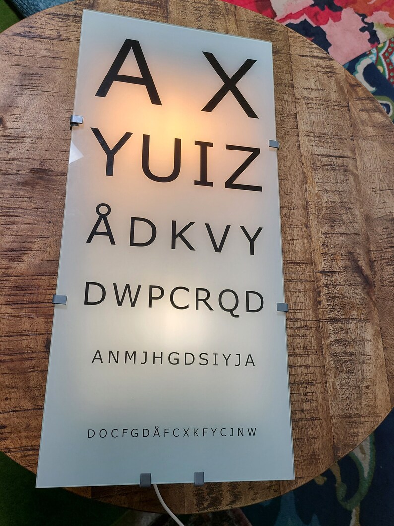 Optometry Funky Letters Retro Gyllen Illuminated Scale Eye Letter Chart Accent Light Optometry ...