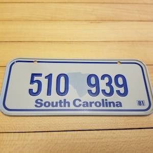Vintage 1981 Mini Automobile Tin License Plate South Carolina SC State Souvenir