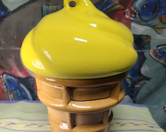 Vintage 1980's MCM White Vanilla Ice Cream Cone Cookie Jar made with love