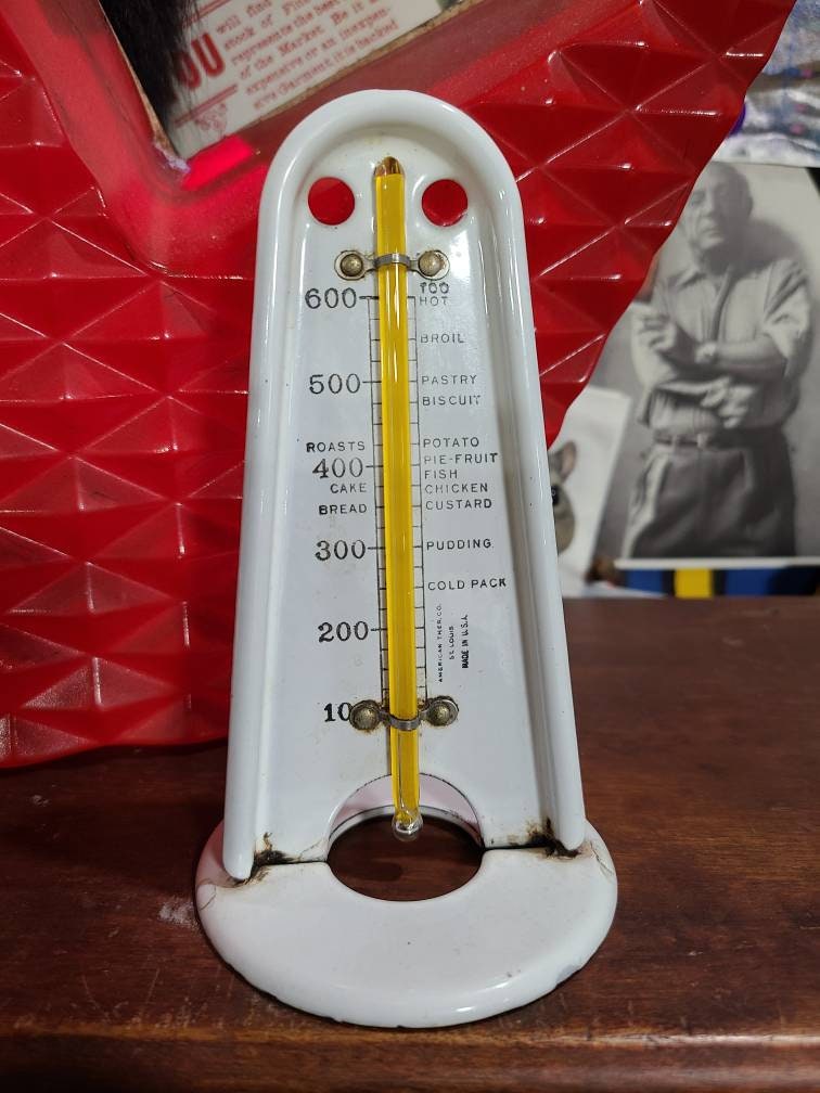 Vintage 1930's Tel-tru Desk Thermometer, USA White G-S Germanon Simon Co.