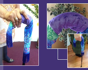 CUSTOM Cane Handle Cover for Divas in Soft Minky and beautiful cotton fabrics with decorative trim