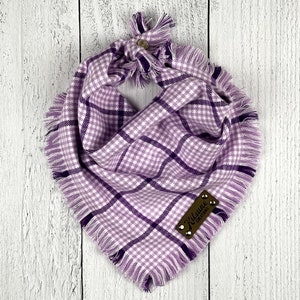 Spring Flowers Dog Bandana (Purple Plaid, Lavender Checkered, Easter Lilac, Purple Dog Bandana, Spring and Summer Outfit, Flannel)