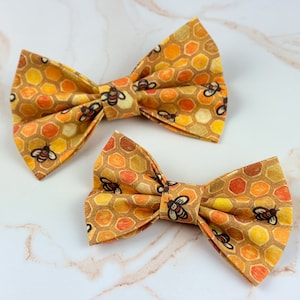 Honey Bee Pet Bow Tie (Save The Bees, Beekeeper, Honey Comb Beehive, Over the Collar Bow Tie with Elastic Fastener, Dog and Cat Bow Tie)