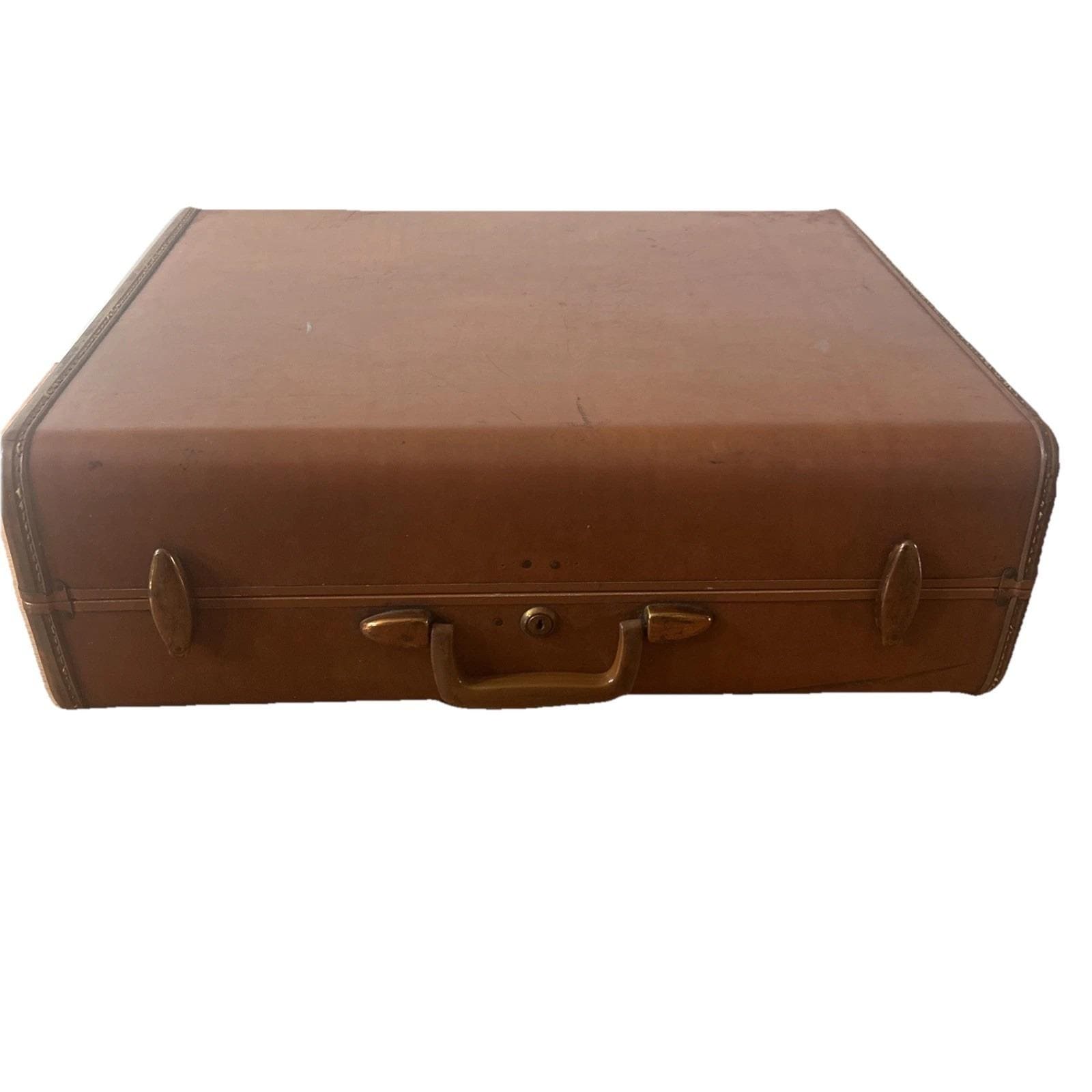 Vintage 1950s SAMSONITE Luggage Leather Suitcase Brown