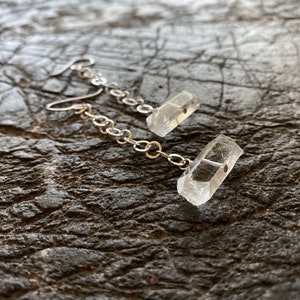 Raw quartz sterling silver dangle earrings image 3