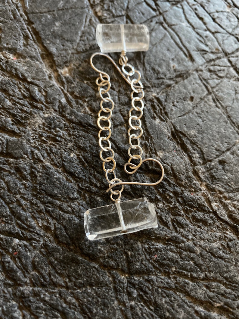 Raw quartz sterling silver dangle earrings image 4