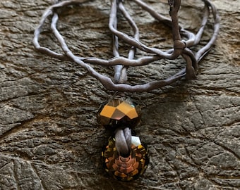 Vintage Swarovski Crystals Pendant on Raw Silk Cord