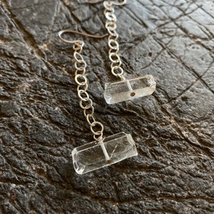 Raw quartz sterling silver dangle earrings image 2