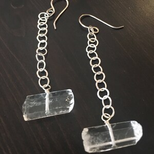 Raw quartz sterling silver dangle earrings image 9