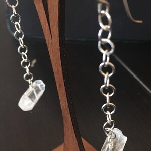 Raw quartz sterling silver dangle earrings image 8