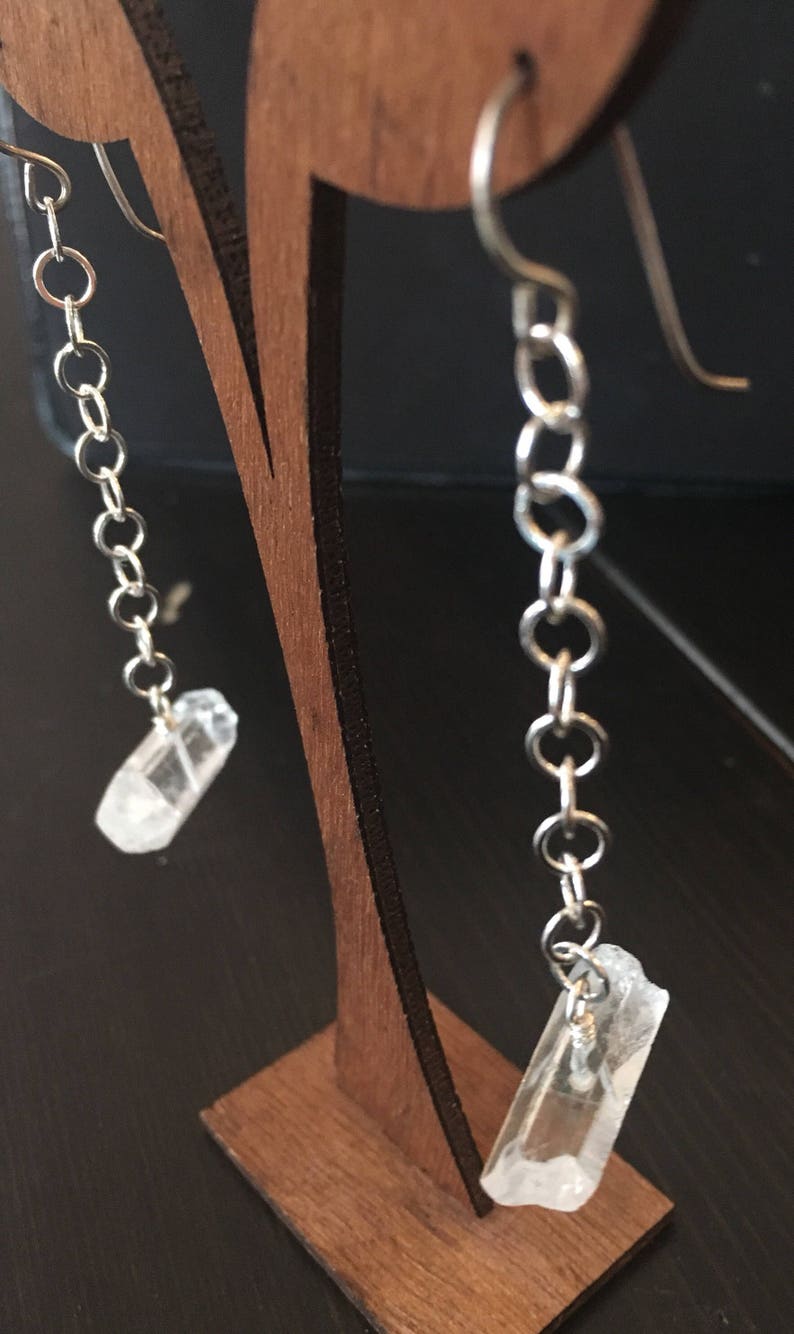 Raw quartz sterling silver dangle earrings image 8