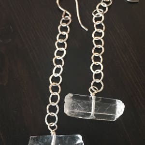 Raw quartz sterling silver dangle earrings image 10