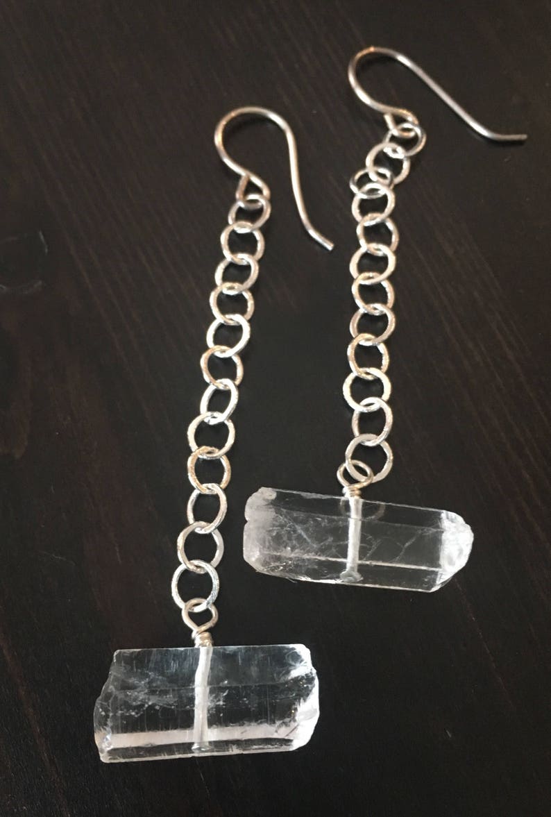 Raw quartz sterling silver dangle earrings image 10