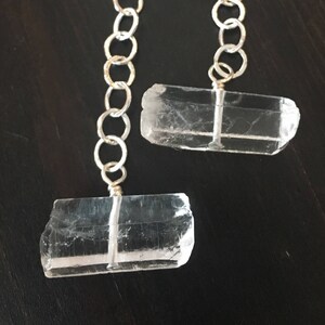 Raw quartz sterling silver dangle earrings image 5