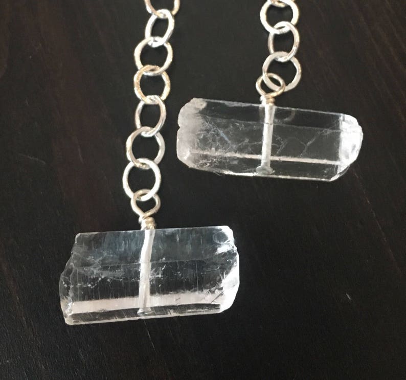 Raw quartz sterling silver dangle earrings image 5