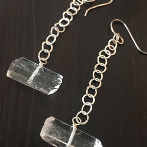 Raw quartz sterling silver dangle earrings image 6