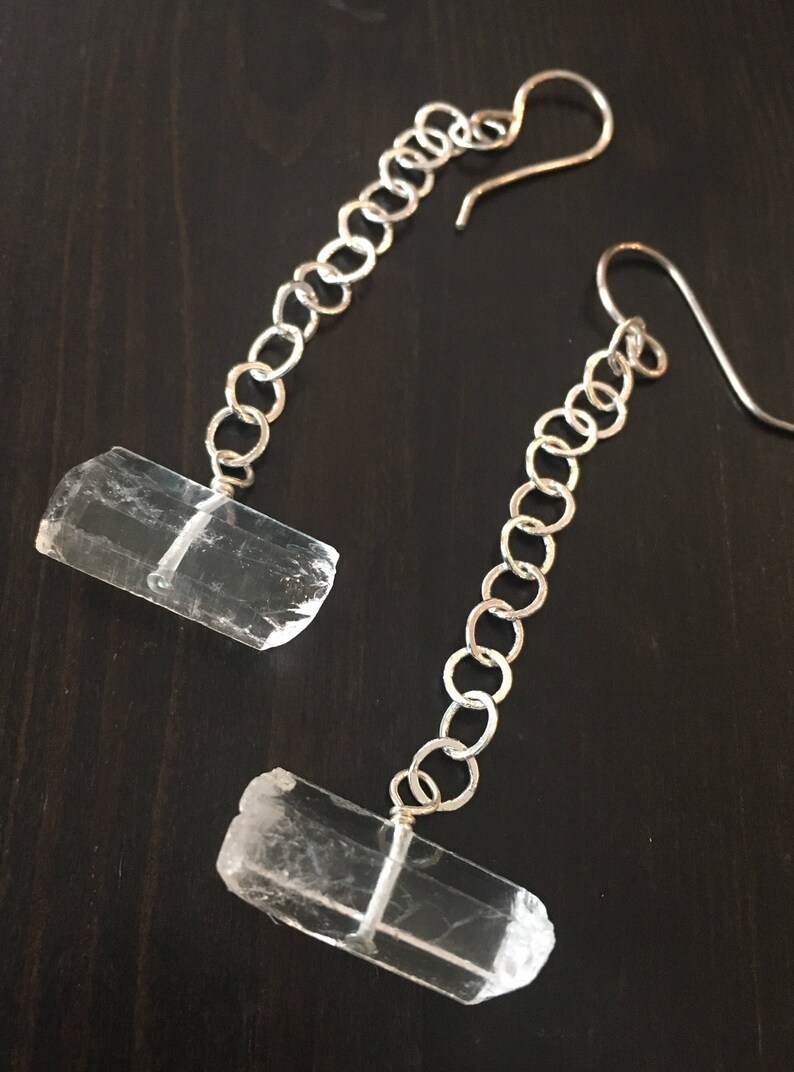 Raw quartz sterling silver dangle earrings image 6