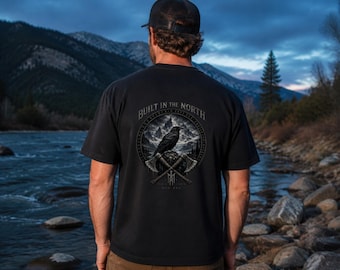 Built in the North Raven Shirt, Mountain Raven Back Print, Comfort Colors 1717 Tee