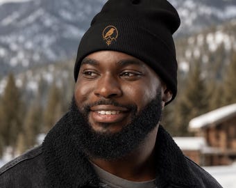 Black Raven Beanie, Embroidered Winter Hat, Montana Outdoor Beanie, Raven Knit Cap, Ravenmark Supply Co