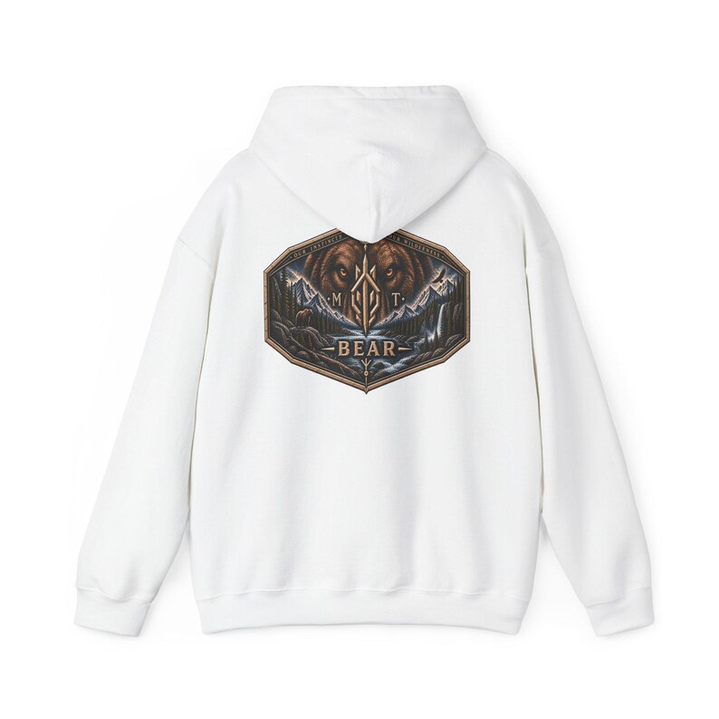 Montana Bear Hoodie, Grizzly Bear Sweatshirt, Wilderness Hoodie, Mountain Wildlife Hoodie, Outdoor Gift for Men image 7