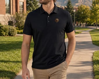 Bear Sigil Tall Fit Polo Shirt, Gold Outdoor Workwear, Men's Tall LT to 4XLT, Ravenmark Field Crest