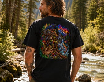 Montana Goblincore Fishing Shirt, Comfort Colors 1717, Fly Fishing Tee, Mushroom Shirt, Trout Fisher Gift, Stay Wild Tee