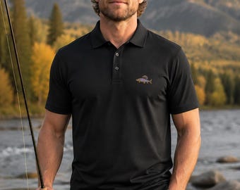 Grayling Trout Tall Fit Polo Shirt, Mens Fly Fishing Shirt, Ravenmark Field Study, LT to 4XLT