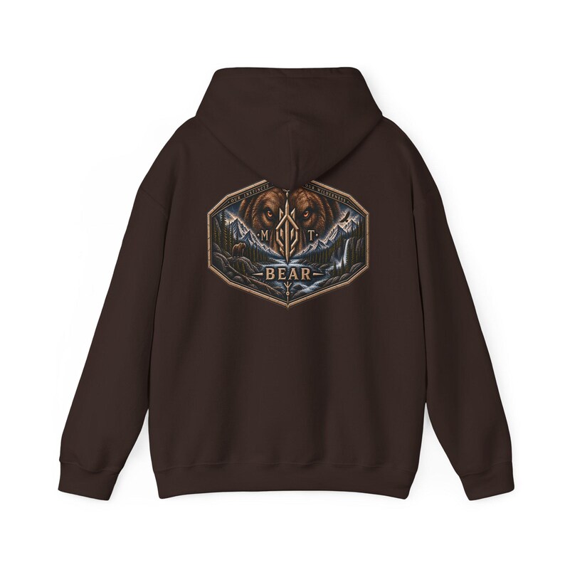 Montana Bear Hoodie, Grizzly Bear Sweatshirt, Wilderness Hoodie, Mountain Wildlife Hoodie, Outdoor Gift for Men image 5