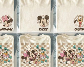 Retro Custom Mickey & Friends Shirt, Disney Vacation Shirt, Checkered Magic Kingdom Family Matching Trip Tee, Disney Family Vacation Shirt