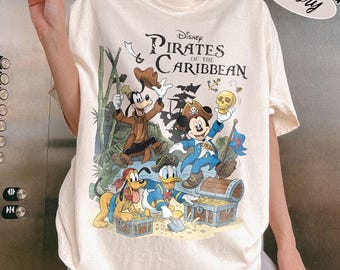 chemise vintage Mickey Pirates confort couleurs, t-shirt rétro Yo Ho A Pirates Life Ride, t-shirt vacances en famille, chemise inspirée du parc magique