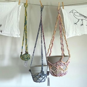 Cotton Crochet Plant Hanger Vintage Style Macrame Holder for 6-8 Inch Planters