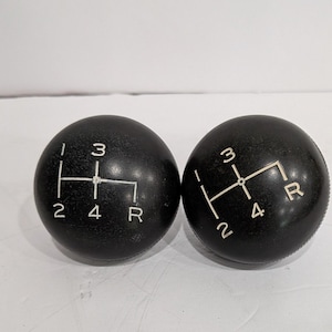 2 Vintage 4 Speed Shift Knob Knurled Black Manual Shifter Reverse Lower Right